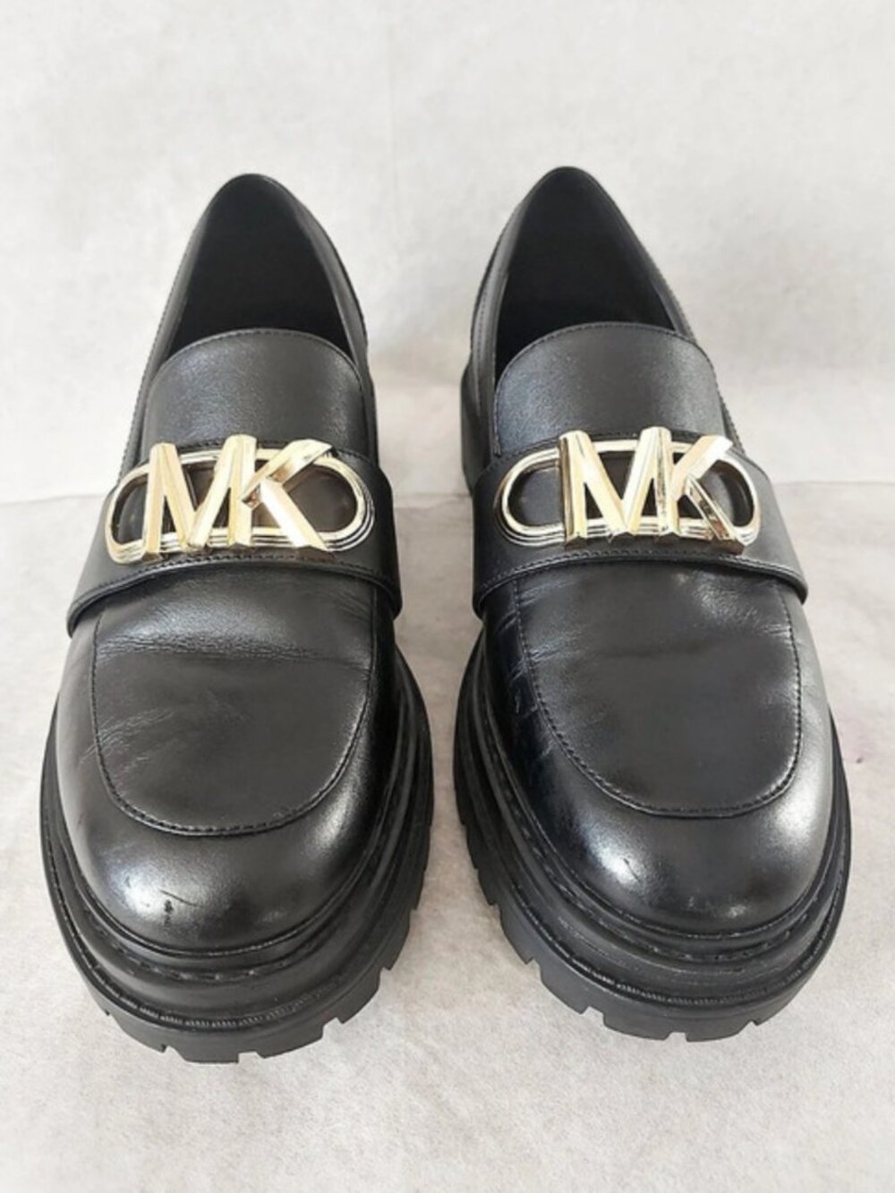 Michael Kors Women Preppy Black Parker Loafer 6.5 Chunky Sole Edgy Dark Academia